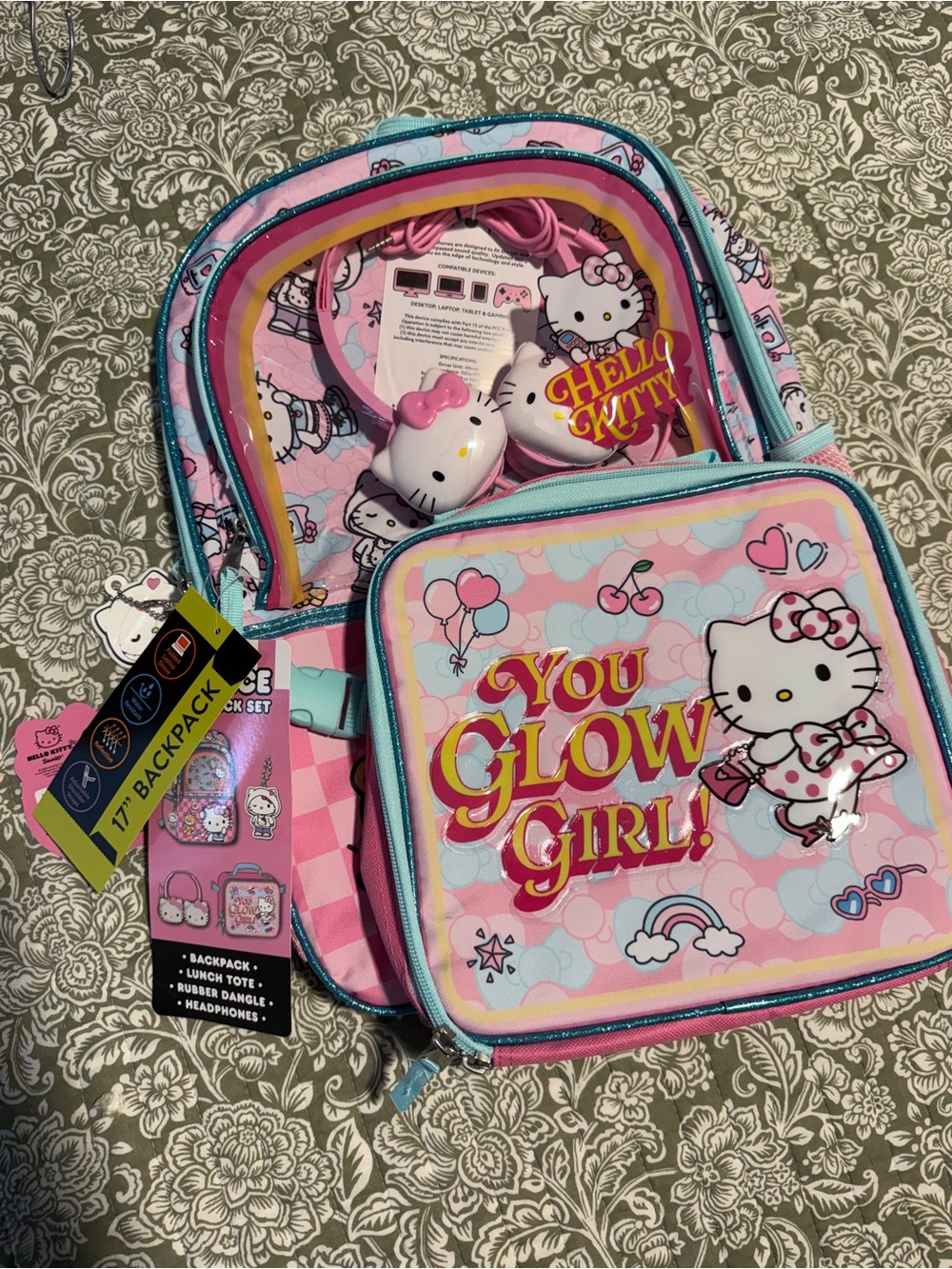 Hello Kitty Backpack Set - "You Glow Girl"